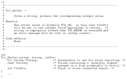 Figure 3. The header comments and declaration for a procedure.